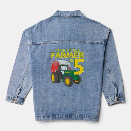 5 Year Old Green Farm Tractor Birthday Party Farme Denim Jacket