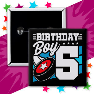 5 Year Old Hockey Party Theme 5th Birthday Boy Button