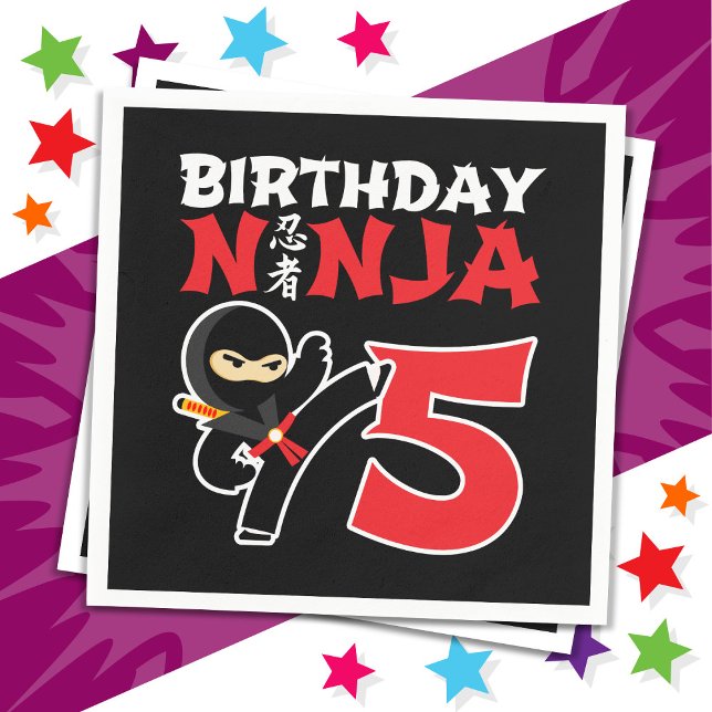 5 Year Old Karate Ninja Party Kids 5th Birthday Napkins (Creator Uploaded)