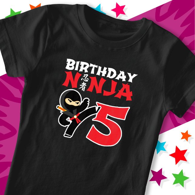 5 Year Old Karate Ninja Party Kids 5th Birthday T-Shirt (Creator Uploaded)