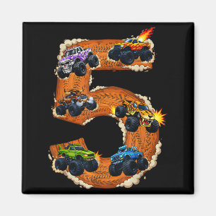 5 year old monster truck boy toddler 5th birthday5 magnet