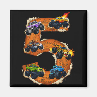 5 year old monster truck boy toddler 5th birthday5 magnet