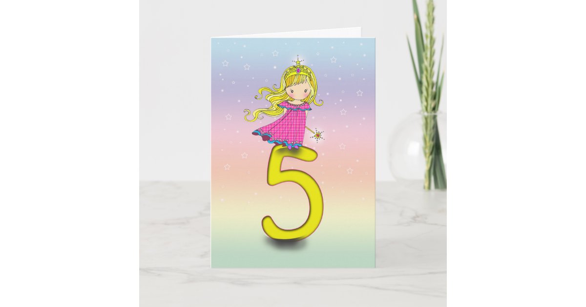 5 Year Old Princess Birthday Card for Girls | Zazzle.com