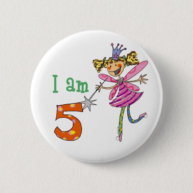 5 year old princess fairy pinback button (Front)