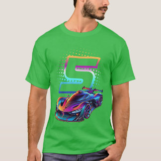 5 Year Old Race 5th Birthday Futuristic Racing Rac T-Shirt