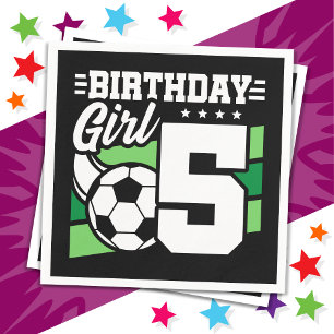 5 Year Old Soccer Football Party 5th Birthday Girl Napkins