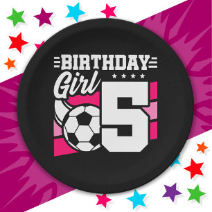 5 Year Old Soccer Football Party 5th Birthday Girl Paper Plates