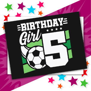 5 Year Old Soccer Football Party 5th Birthday Girl Postcard