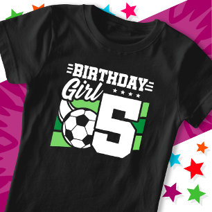 5 Year Old Soccer Football Party 5th Birthday Girl T-Shirt