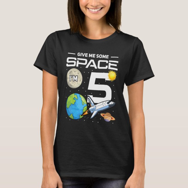 5 Year Old Space Birthday Outer Space 5th Birthday T-Shirt (Front)