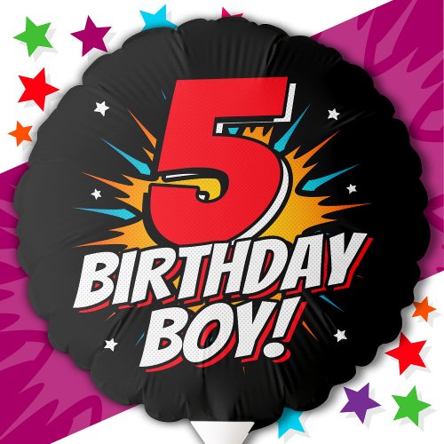 5 Year Old Superhero Birthday Boy 5th Birthday Balloon