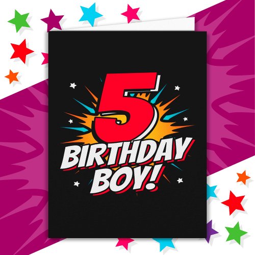 5 Year Old Superhero Birthday Boy 5th Birthday Card