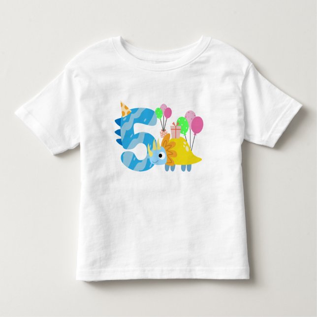 5 Year Old's Dinosaur Birthday Toddler T-shirt (Front)