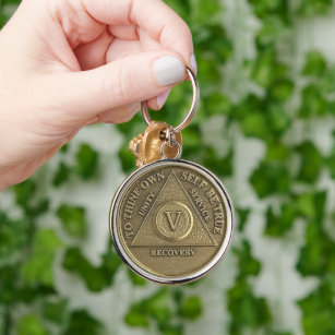 5 Year Sober Anniversary Medallion Gift Keychain