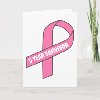 5 Year Survivor (Breast Cancer Pink Ribbon) Card