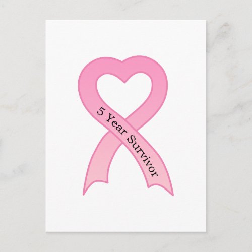 5 Year Survivor Pink Ribbon Postcard