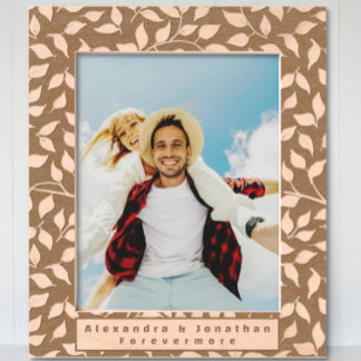 5 Year Wedding Anniversary Whimsical Leaf Pattern Engraved Frames