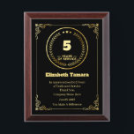 5 Year Work Anniversary | Employee Appreciation Award Plaque<br><div class="desc">5 year work anniversary quotes award,  for Employee Appreciation. personalized gift</div>