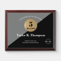 5 Year Work anniversary Gold Black Employee