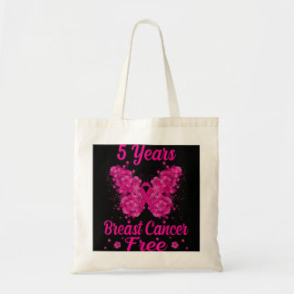5 Years Breast Cancer Free Survivor Butterfly Tote Bag