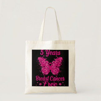 5 Years Breast Cancer Free Survivor Butterfly Tote Bag
