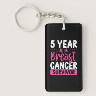 5 Years Cancer Survivor Breast Cancer Awareness Keychain