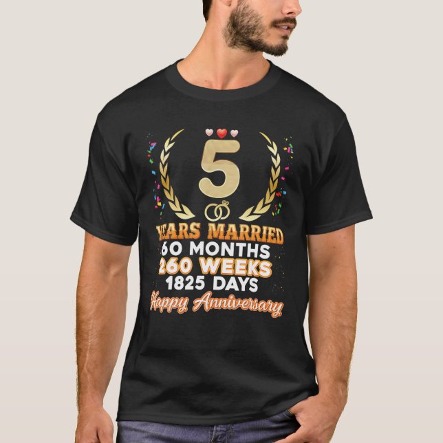 5 Years Married Happy 5Th Wedding Anniversary Coup T-Shirt (Front)