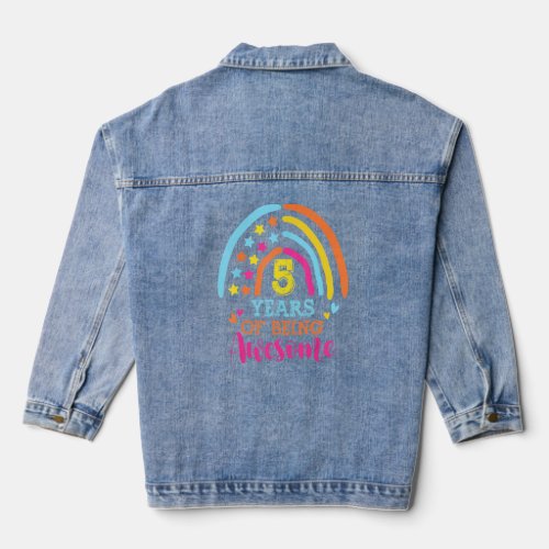 5 Years Of Being Awesome 5th Birthday Hand Draw Ra Denim Jacket