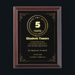 5 Years of Service – Custom Appreciation Gift Award Plaque<br><div class="desc">Honor 5 incredible years of dedication with this personalized appreciation gift — perfect for recognizing employees, coworkers, or team members. This elegant design allows you to customize the name, company, date, and a heartfelt message, making it a truly meaningful keepsake. Whether it’s for a work anniversary, recognition event, or company...</div>