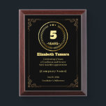5 Years of Service – Custom Appreciation Gift Award Plaque<br><div class="desc">Honor 5 incredible years of dedication with this personalized appreciation gift — perfect for recognizing employees, coworkers, or team members. This elegant design allows you to customize the name, company, date, and a heartfelt message, making it a truly meaningful keepsake. Whether it’s for a work anniversary, recognition event, or company...</div>
