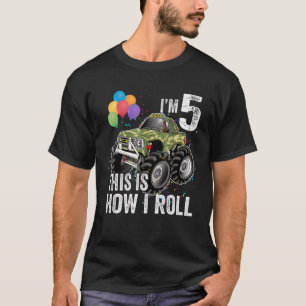 5 Years Old 5th Birthday Boy Monster Truck T-Shirt