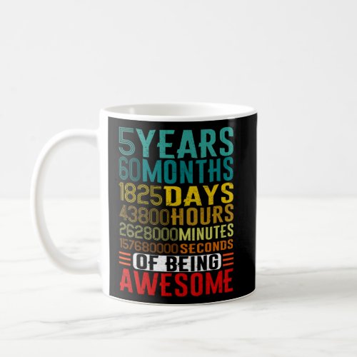 5 YEARS OLD 5th Birthday  Vintage Retro 60 Months  Coffee Mug