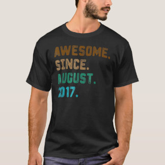 5 Years Old Awesome Since August 2017 5th Birthda T-Shirt