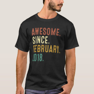 5 Years Old Awesome Since February 2018 5th Birthd T-Shirt