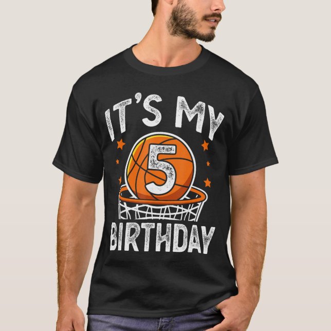 5 Years Old  Basketball Sport 5th Birthday Boy boy T-Shirt (Front)