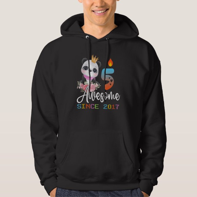 5 Years Old Birthday Panda  Party Kids Boys Girls Hoodie (Front)