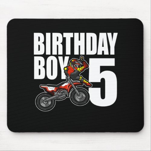 5 Years Old Dirt Bike Party Motocross MX Gift 5th Mouse Pad