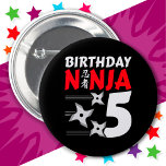 5 Years Old Ninja Party Stars Kids 5th Birthday Button at Zazzle