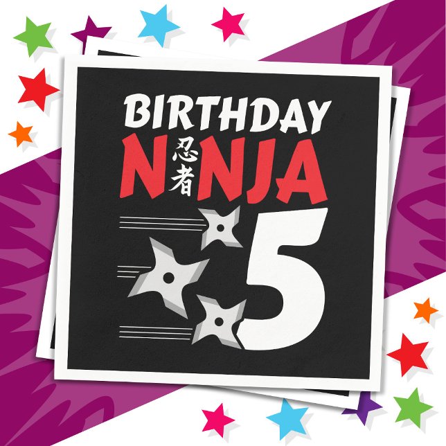 5 Years Old Ninja Party Stars Kids 5th Birthday Napkins (Creator Uploaded)