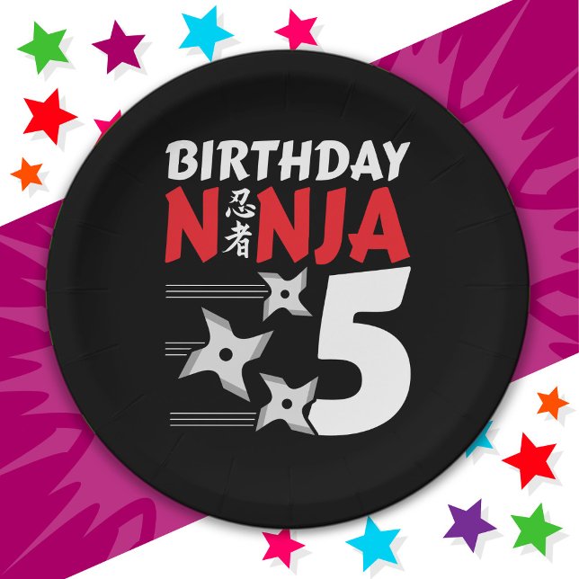 5 Years Old Ninja Party Stars Kids 5th Birthday Paper Plates (Creator Uploaded)