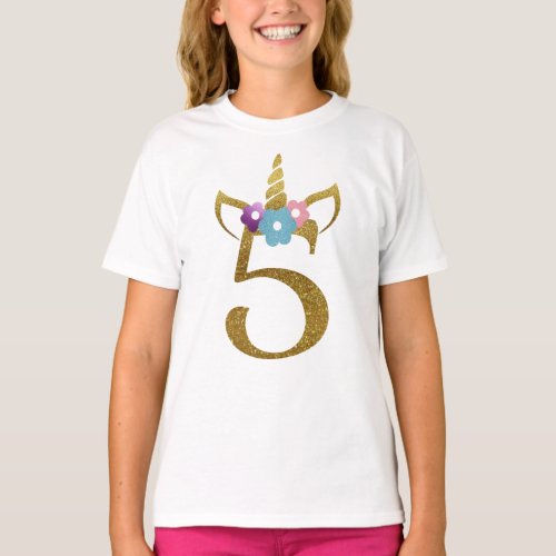 5 years old Unicorn Birthday Girl for Kids T_Shirt