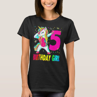 5 Years Old Unicorn Dabbing 5th Birthday Girl Unic T-Shirt