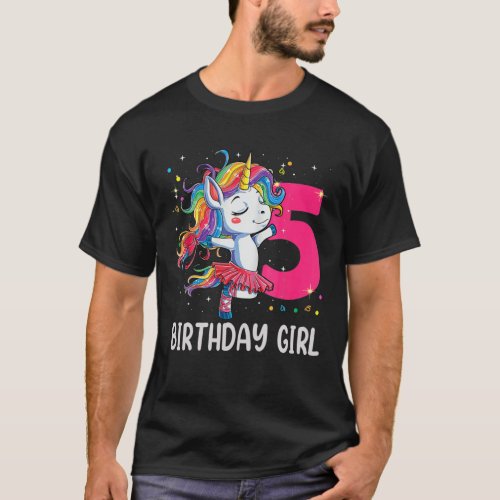 5 Years Old Unicorn Dabbing 5Th Birthday Girl Unic T_Shirt
