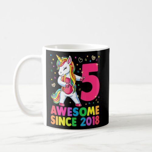 5 Years Old Unicorn Flossing 5th Birthday Girl Uni Coffee Mug