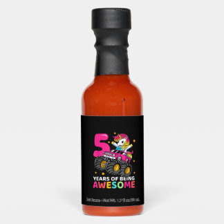 5 Years Old Unicorn Riding Monster Truck 5th Birth Hot Sauces