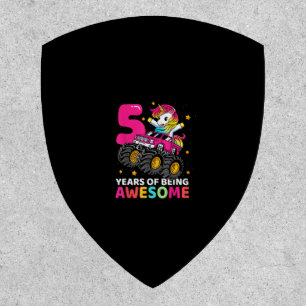 5 Years Old Unicorn Riding Monster Truck 5th Birth Patch