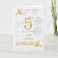5 Years Sober Birthday Faux Gold Glitter