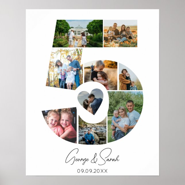 5 Years Together Photo Collage Wedding Anniversary Poster (Front)