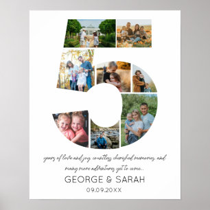 5 Years Together Photo Collage Wedding Anniversary Poster