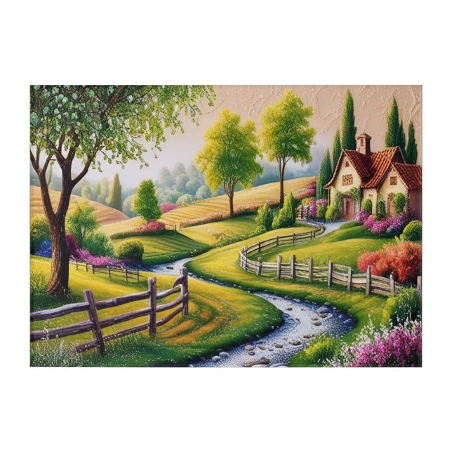 5D DIY Diamond Painting Kit – Countryside Villa  Acrylic Print (Front)